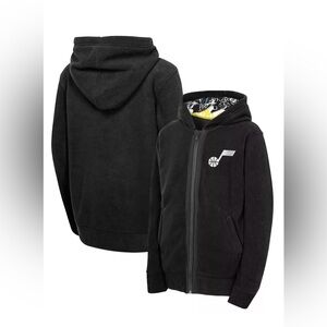 Nike Youth Utah Jazz Full Zip Black Logo Sherpa Hoodie